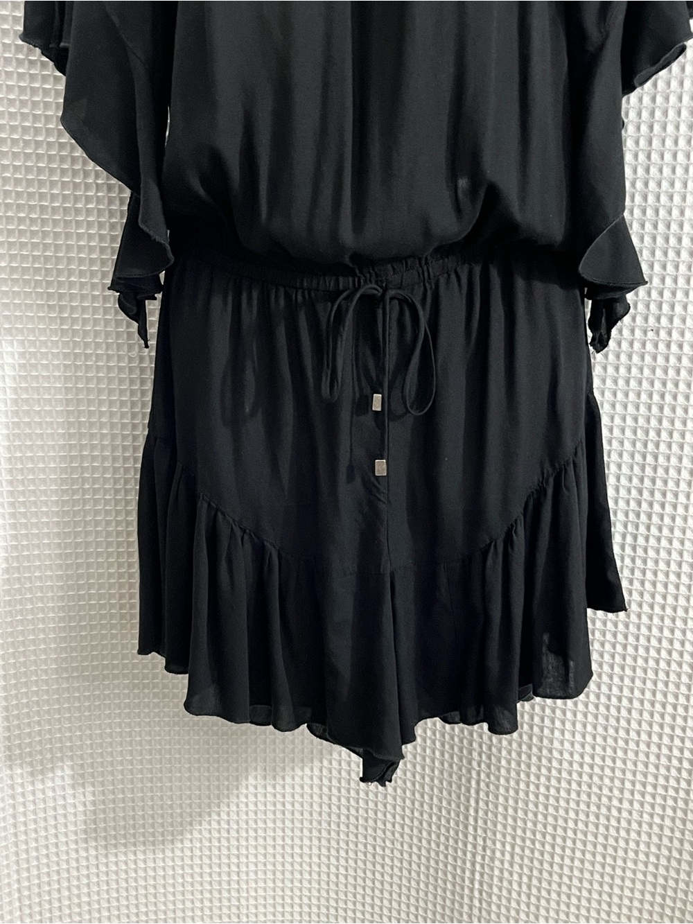 VENUS Black Off-Shoulder Ruffle Romper - Picture 3 of 9